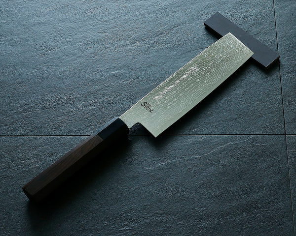 山脇刃物製作所 堺包丁「郷右馬允義弘」SPG-STRIX 割込 ダマスカス鋼 黒檀柄 菜切包丁180㎜