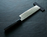 Yamawaki Cutlery Sakai Knife [Go-uma-no-suke Yoshihiro] SPG-STRIX Wari-komi Damascus Nakiri vegetable knife 180 mm with Ebony Handle