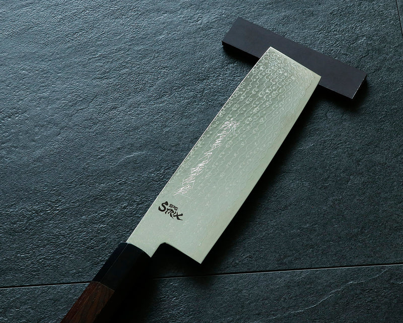 Yamawaki Cutlery Sakai Knife [Go-uma-no-suke Yoshihiro] SPG-STRIX Wari-komi Damascus Nakiri vegetable knife 180 mm with Ebony Handle