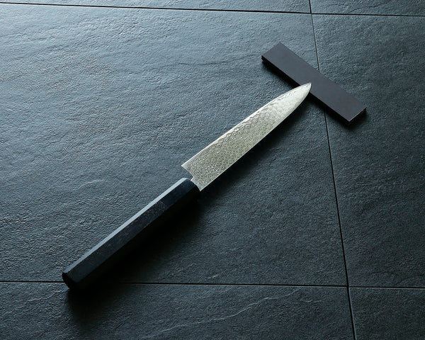 山脇山脇刃物製作所 堺包丁「郷右馬允義弘」SPG-STRIX 割込 ダマスカス鋼 黒檀柄 ペティナイフ150㎜