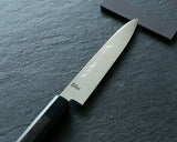 Yamawaki Cutlery Sakai Knife [Go-uma-no-suke Yoshihiro] SPG-STRIX Wari-komi Damascus Petty knife 150 mm with Ebony Handle