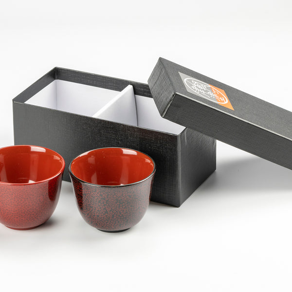 津軽塗/七々子塗 『夫婦ぐい呑み(羽反) /黒・茜』 – kurokigoishiten