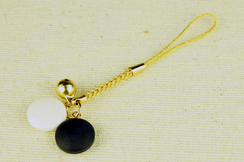 Miniature white & black Go Stone (Netsuke) Strap