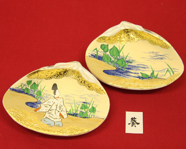 Tale of Genji illustrated on shells "葵/Aoi"