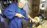 Traditional craftsman Mr.takashi NISHIKAWA made Kurokaki[black persimmon] Wine glass Slim type NSWGS-KG-903-01