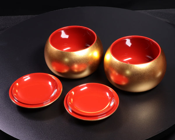 Kyoto lacquer and Gold leaf processing craftsman made "Gold leaf (24k, class 1) finish Go Bowls" BF+CM