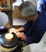 Kuro Kaki [black persimmon] Go Bowls For -41 stones "Kujaku-moku ( peacock wing-shaped wood grain pattern  )"