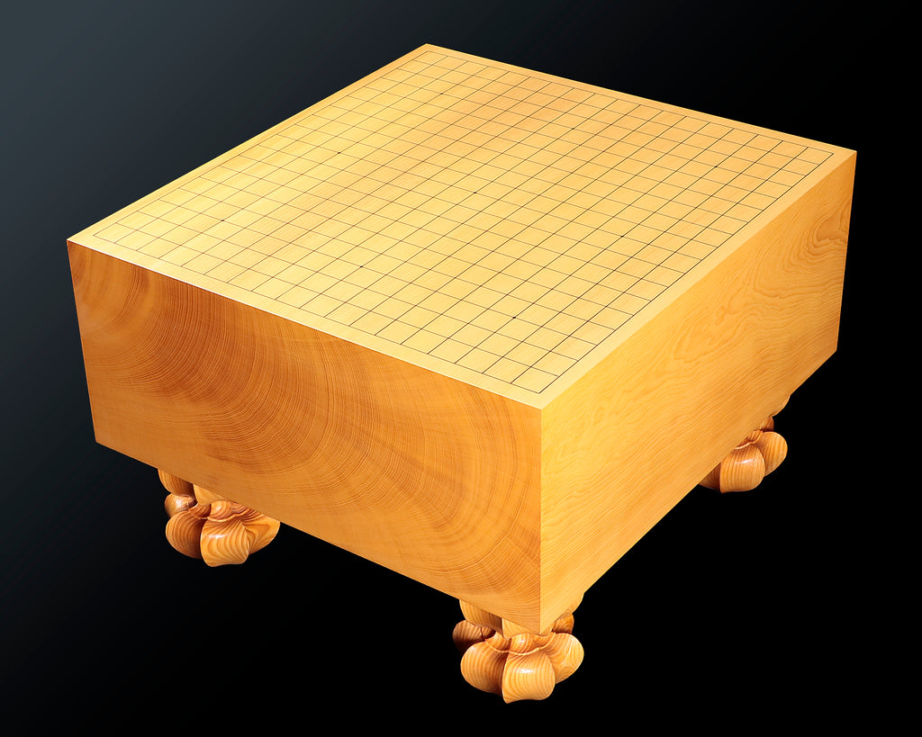 日本産本榧卓上碁盤4寸　柾目　桐覆い付き