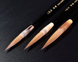 Japanese calligraphy ink brush traditional craftsman "Fuku-zui" made "Toyohashi-Fude" (Toyohashi ink brush), "Kolinsky Brush [Zui-sen]" size 3 4 5, Set of 3 brushes