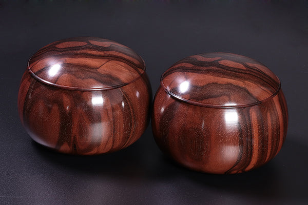 Wood craftsman "Kai-shi (懐志)" made "Kokutan / Ebony"  Go Bowls Large for 28 - 32 Go stones GKKT-SB32-204-01