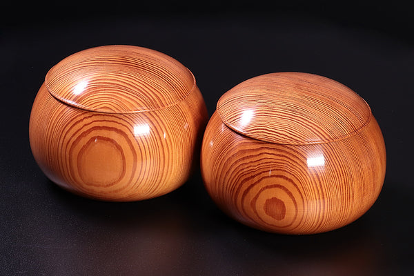 Wood craftsman "Kai-shi (懐志)" made "Oimatsu / old pine" Go bowls Extra Large for 32 - 40 Go stones GKOM-SB40-204-01