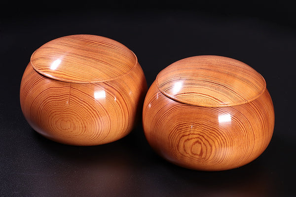 Wood craftsman "Kai-shi (懐志)" made "Oimatsu / old pine" Go bowls Extra Large for 32 - 40 Go stones GKOM-SB40-204-01