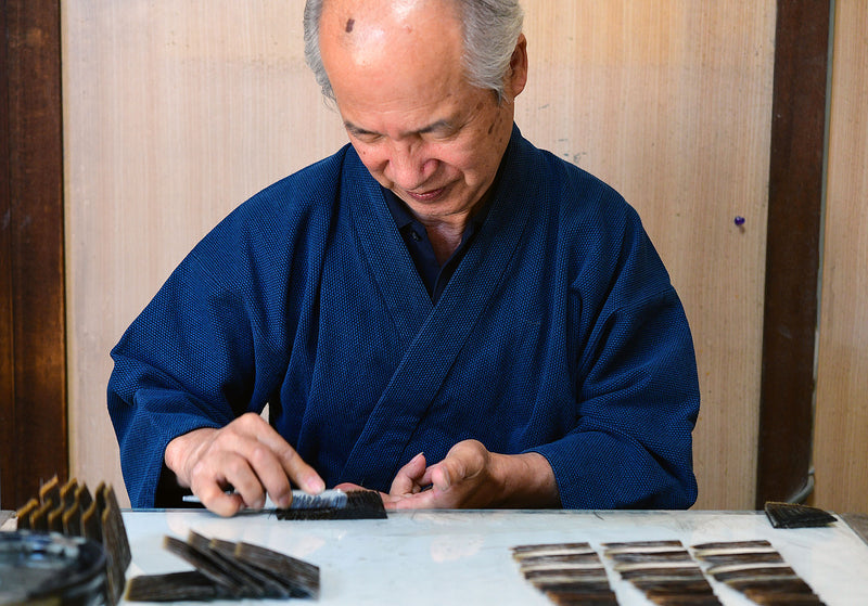 Japanese calligraphy ink brush traditional craftsman "Fuku-zui" made "Toyohashi-Fude" (Toyohashi ink brush), "Kolinsky Brush [Zui-sen]" size 3 4 5, Set of 3 brushes